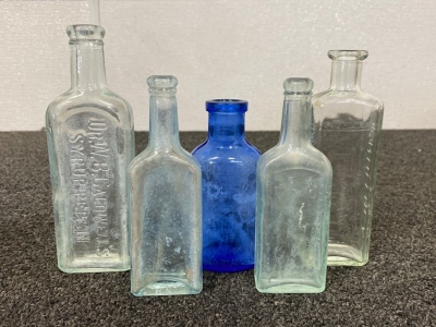 (5) Antique Glass Bottles