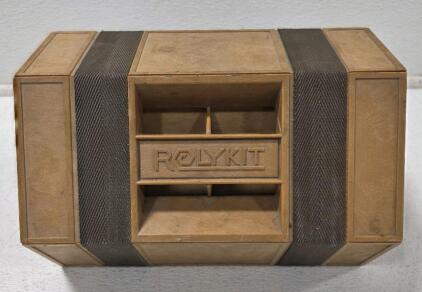 (1) Vintage Rolykit Brown Roll Up Storage Box, Fishing, open Length 42.5"