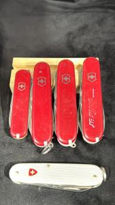 Lot Of 5 Authentic Swiss Army Knives