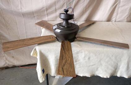 Harbor Breeze Echolake 52-Inch Oil-Rubbed Bronze LED Indoor/Outdoor Ceiling Fan With Five Bark-Finish Blades.