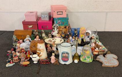 (9) Decorative Boxes And Approximately 50 Assorted Ceramic Figurines