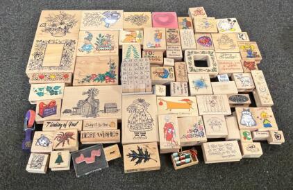 Assortment Of 25 Scrapbooking Stamps Including Some Animals, Nature, Messages, And More