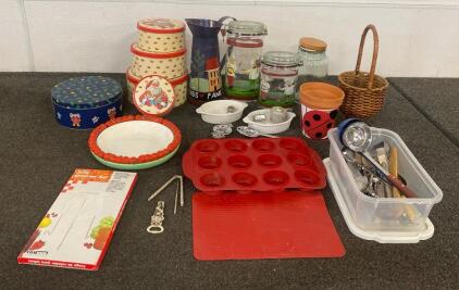 Shafford Ceramic Raspberry Dish, Assorted Cookie Tins, Various Kitchen Gadgets AND MORE