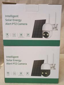 WOOLINK 2PCS 4MP Solar Security Cameras Wireless Outdoor, 2.5K Solar/Battery Powered Camera for Home Security, Pan/Tilt 2.4Ghz WiFi Camera with PIR, 2-Way Audio, Cloud/SD, Color Night Vision