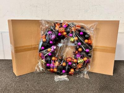 (3) 17" Halloween Ball Wreaths With Lights