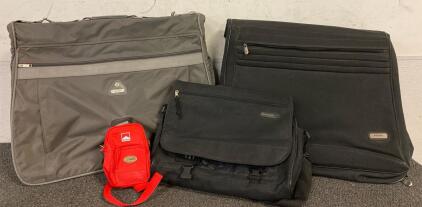 (2) Tri-Fold Garment Bags, (1) Computer Bag And More