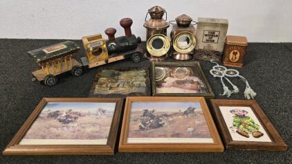 (2) Antique Lanterns, The World At War, (5) Picture, & More