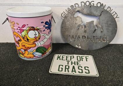 Vintage Garfield Tin, (2) Yard Signs