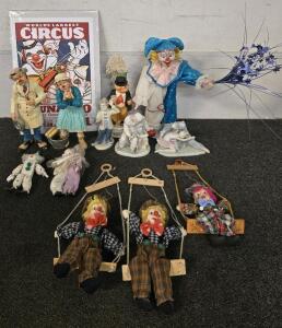Collection Of Clown Figurines & Decorations