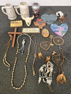 Antique Cups, Dream Catchers, Cowboy Decorations & More