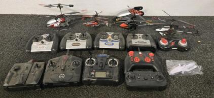 (4) RC Helicopters, (10) RC Controlers & More