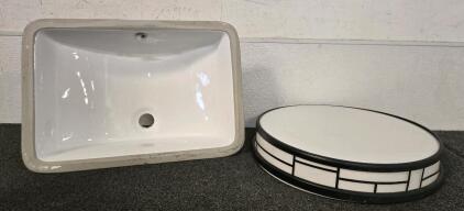 Bathroom Sink & Round LED Ceiling Light