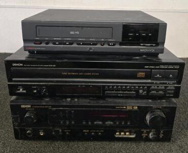 Denon CD Changer DCM-420, Denon AV Surround Receiver AVR-1603 & Magnavox VHS Player