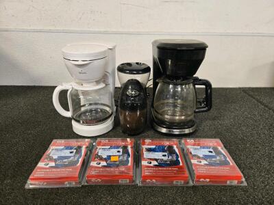 (2) Coffee Makers, (1) Coffee Grinder & (4) Hex Shcoter Arm Sleeves
