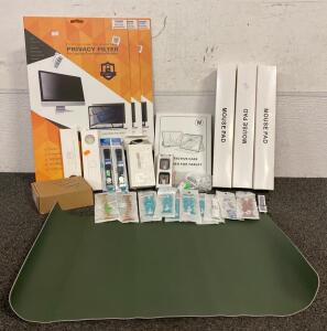 ALL NEW!!! (3) Desktop Privacy Filter, (4) Mouse Pads, Smart Watch Bands And Protective Covers, Protective Case For Tablet, Chargers And More