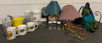 (4) Lamps (3) Work, Light Up Butterfly Statue, Cookie Jar, Other Jars, Mugs, Toothpick Holders, Movies And More