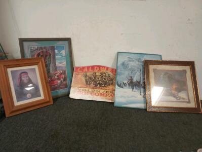 Native American Paintings, Western Painting, Red Horse Vintage Caldwell Idaho Volunteer Fire Company Wooden Sign