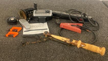 VINTAGE Manual Clay Pigeon Thrower, SIRIUS Radio Streamer, (2) Clamps, Replacement Postive Jumper Cable, Power Strip
