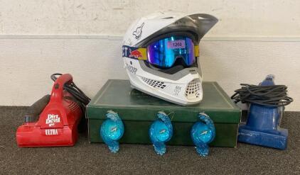 (15) Dolphin Ornaments, DirtDevil ULTRA, THOR Sector 2 Motorsports Helmet, DustBuster Corded Powerbrush Vacuum