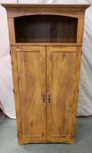 Oak Wooden Computer Armoire or Cabinet, 68"x31"x20"