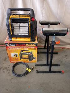 Mr. Heater ToughBuddy Portable Indoor Safe Propane Heater (Model MH18B). [2] Harbor Freight Adjustable Roller Stands