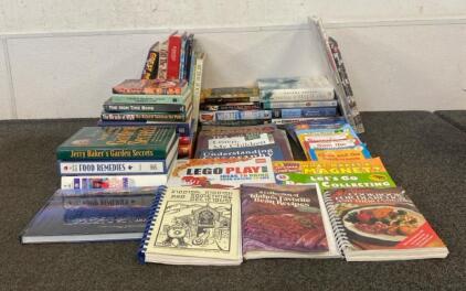 Variety of Books Including: LEGO Play Book, The Best Pressure Cooker Cookbook Ever, Blended Medicine, Racoons AND MORE.