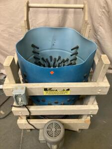 Poultry Plucker Machine, Housed in a Wooden Frame On 10&rdquo; Wheels, Comes With Drill Attachment And (4) Metal Cone Shaped Attachments