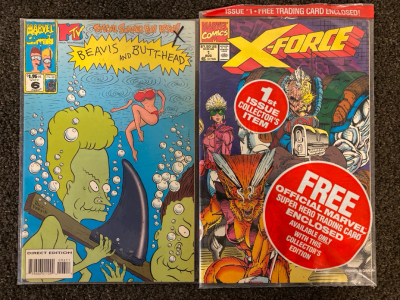 Vinatge-In Sealed Plastic (2) Marvel Comics, X-Force And Beavis And Butthead