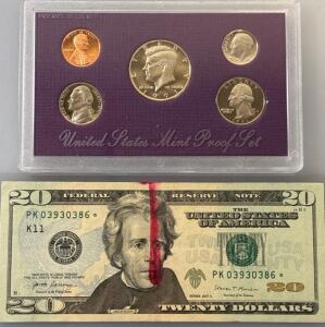 United State Mint Proof Set Including 20$ Star Note