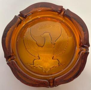 Vintage Amber Glass U.S.A Eagle Ashtray