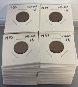 (100) 1930s Wheat Cent Pennies