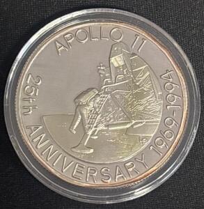 1993 Turks & Caicos: 1 Oz Apollo 11 Moon Landing Coin