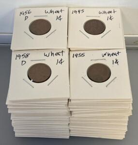 (100) Wheat One Cent Pennies 1940&rsquo;s - 1950&rsquo;s
