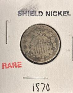 RARE 1870 Shield Nickel