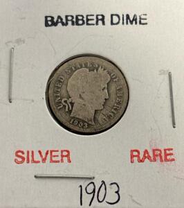 RARE 1903 Barber Silver Dime