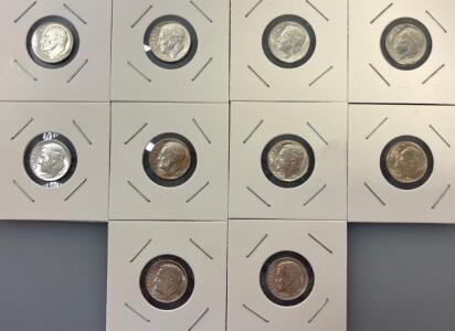 (10)1952-1964 Roosevelt Dimes- 90% Silver Coins