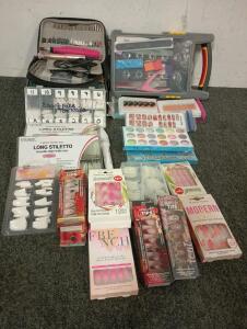 Nail Dremel Kit With Attachments, Emery Board Kit, Large Quantity of Fake Finger and Toe Nails, Finger and Toe Nail Stickers