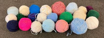 Approximately 20 Various Types Of Yarn In Different Colors