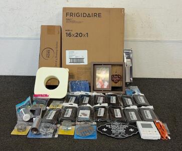 (1) Frigidaire Pure Air HVAC Allergen Air Filter, (1) Love Joy Home Set Of 4 Floating Shelves, (1) Kohler Premium Metal Clicker Drain With Overflow, And So Much More!!