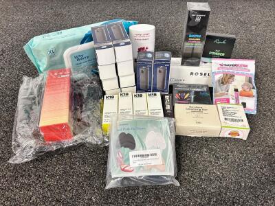 Self-Care Bundle Including: Flushable Wet Wipes, At Home Tanning Kit, Nail Powder, Molecular Hair Oils, Cleansing Bar, Deodorant, Concealer and Much More