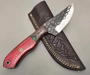 Carbon Steel Custom Hunting Knife W/ Leather Sheath