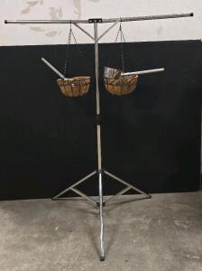 Portable Folding Clothes Drying Rack, (2) Hanging Plant Baskets, (2) Aluminum Laddels