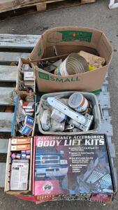 (1) Box Of Assorted Bearings (1) Box Of Assorted Spark Plugs (1) Performance Accessories Body Lift Kit & More