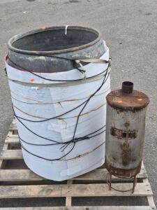 Large Water Barrel - 33"H x 22"&oslash; & Small Camping Stove - 24"H x 9"&oslash;