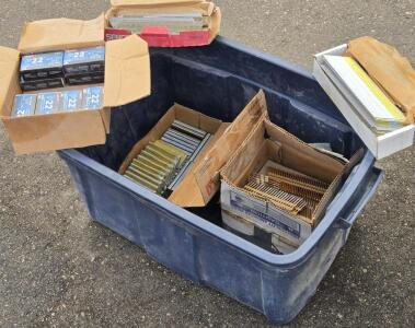 Large Rubbermaid Storage Container Filled w/ Boxes of Assorted Staples & Nails
