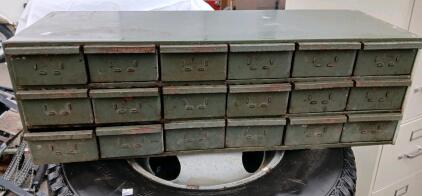 Metal Organizer Box W/ 18 Drawera- 34"L x12"W x11"H