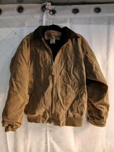 C.E. Schmidt Workwear Men's Medium Regular Insulated Brown Canvas Hooded Jacket