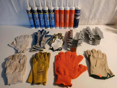 (10) Simpson Strong-Tie Galvanized Face-Mount Joist Hanger (5) Dap White Side Winder Advanced Siding And Window Sealant (7) Pairs Of Assorted Work Gloves & More