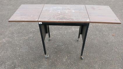 Work Table W/ Folding Sides And Wheels -52"L x18"W x29"H