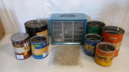 Assorted Nails And Screws & 15 Drawer Organizer -10"L x6"W x8"H